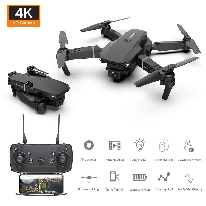 2023 New WIFI FPV Drone Camera 4K 1080P Height Hold RC Foldable Quadcopter Drones Kid Gift Toys Dron Mini Drone Dual Camera - OutdoorAdventuresandMore