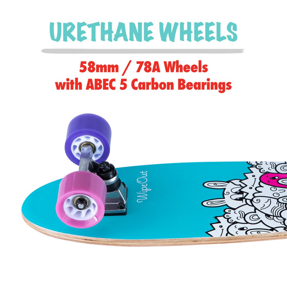 Performance Skateboard with Dry Erase Bottom, Teal/Black，Cast Aluminum Alloy Trucks， 58mm/78A Urethane Wheels