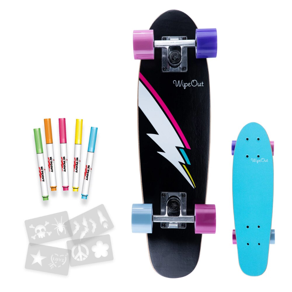 Performance Skateboard with Dry Erase Bottom, Teal/Black，Cast Aluminum Alloy Trucks， 58mm/78A Urethane Wheels