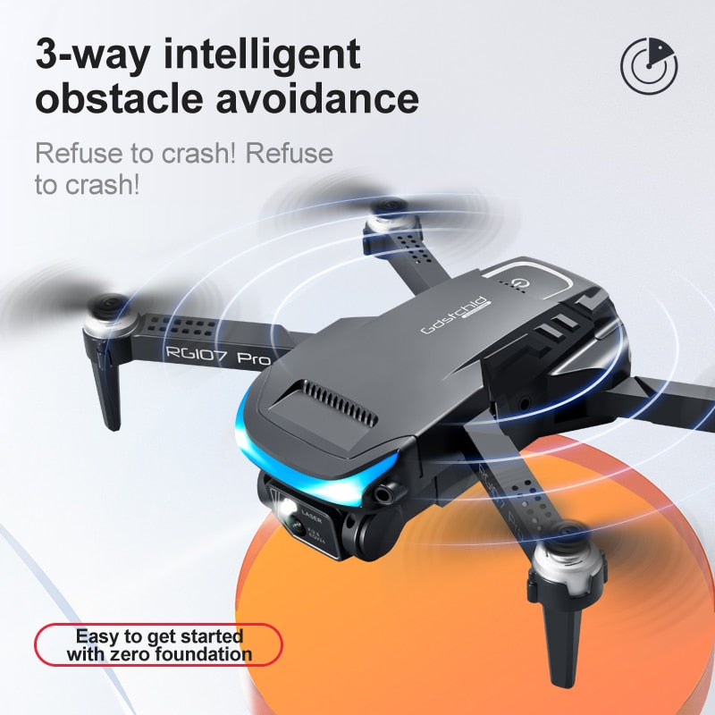 Mini Drone with Obstacle Avoidance HD  4k profesional Dual Camera Optical Positioning Four Axis - OutdoorAdventuresandMore