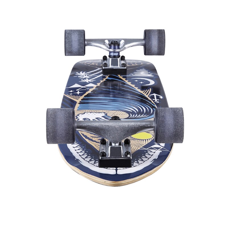 Tony Hawk 34&quot; Longboard Complete Skateboard Blue Wave,6&quot;  Aluminum Trucks,60mm X 45mm PU Stone Ground Cast Wheel