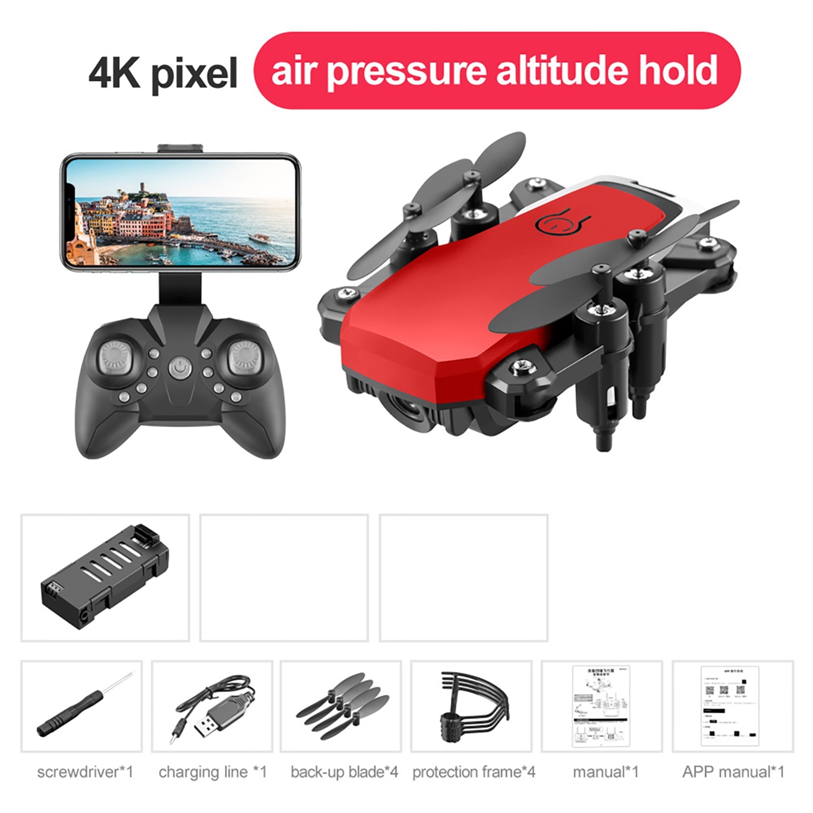 Drone with 4K HD Camera Follow Altitude Hold 3D Kids Toys - OutdoorAdventuresandMore