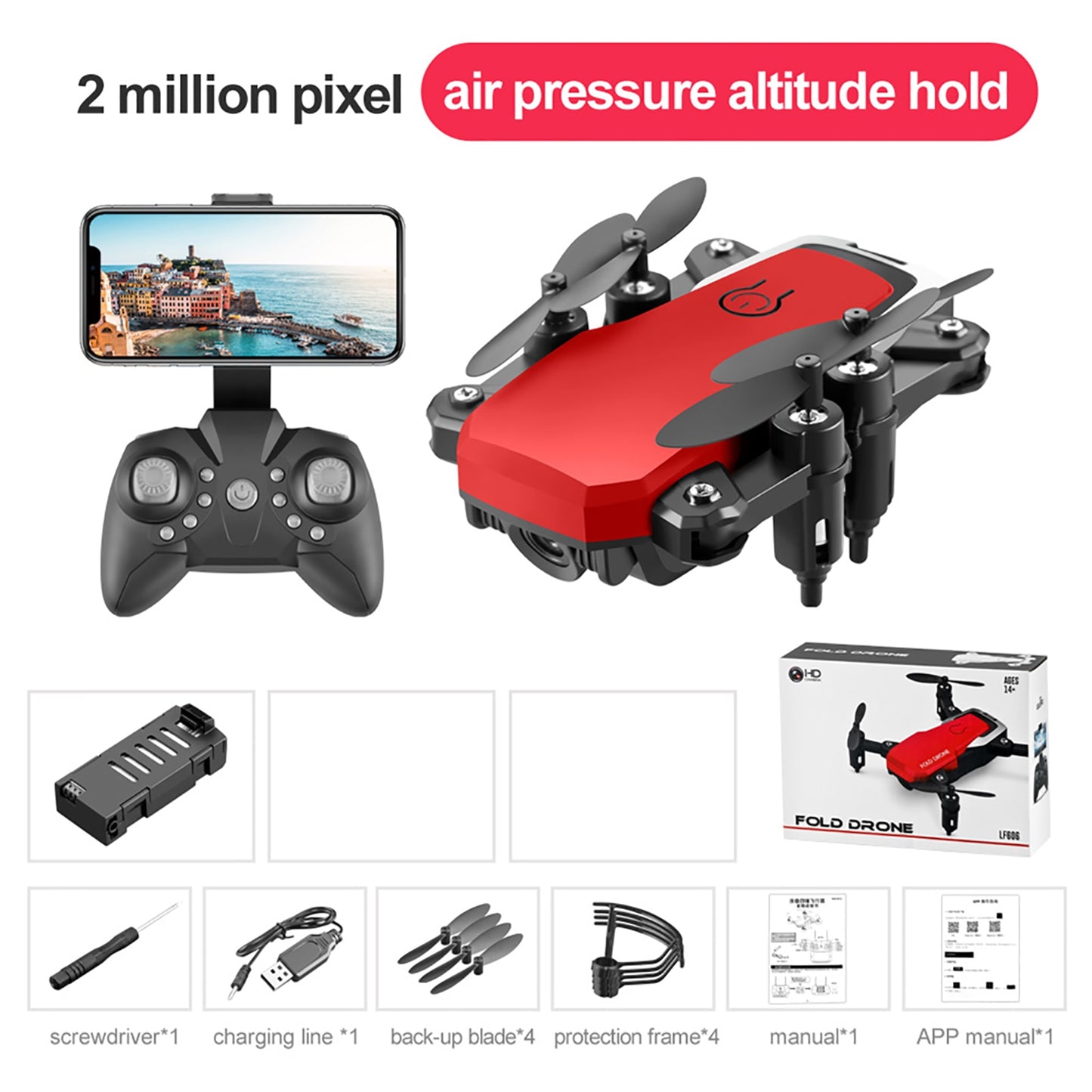 Drone with 4K HD Camera Follow Altitude Hold 3D Kids Toys - OutdoorAdventuresandMore