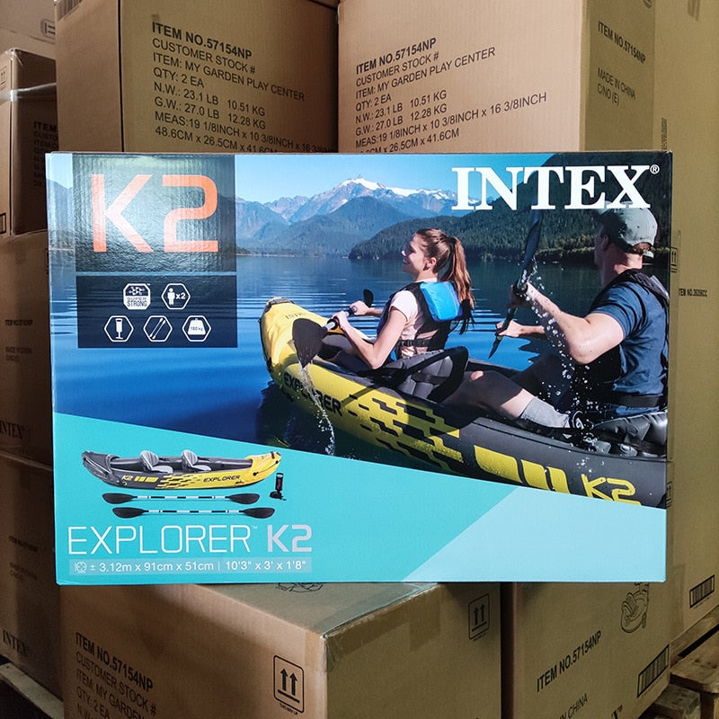 Double Kayaker INTEX 68307 Inflatable Dinghy Rafting Double Assault Boat Rafting Kayaker With Seat Outdoor Fishing Boat