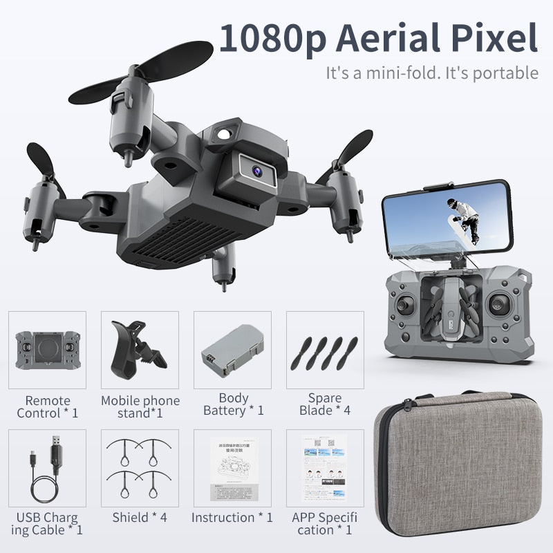 2023 New WIFI FPV Drone Camera 4K 1080P Height Hold RC Foldable Quadcopter Drones Kid Gift Toys Dron Mini Drone Dual Camera - OutdoorAdventuresandMore