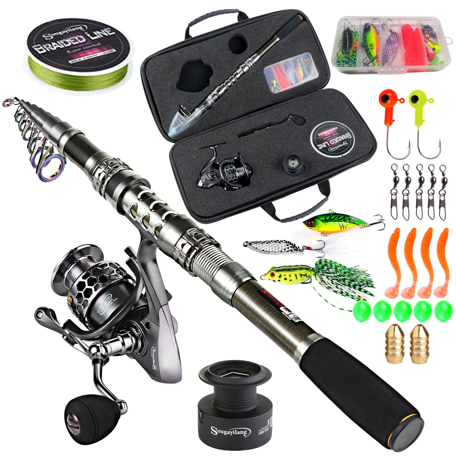 Fishing Rod Combos Telescopic Fishing Pole and Spinning Reels Set - OutdoorAdventuresandMore