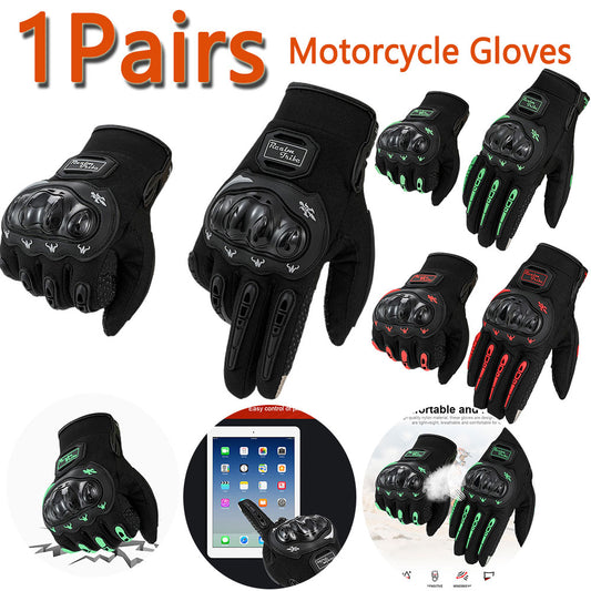 1Pairs Motorcycle Gloves Anti-slip Leather Motorcycle Gloves Breathable Riding Gloves for Driving Motocross for BMX ATV Road