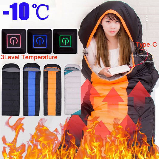 5V Electric Heated Cushion 3-Level Temperature Sleeping Bag - OutdoorAdventuresandMore